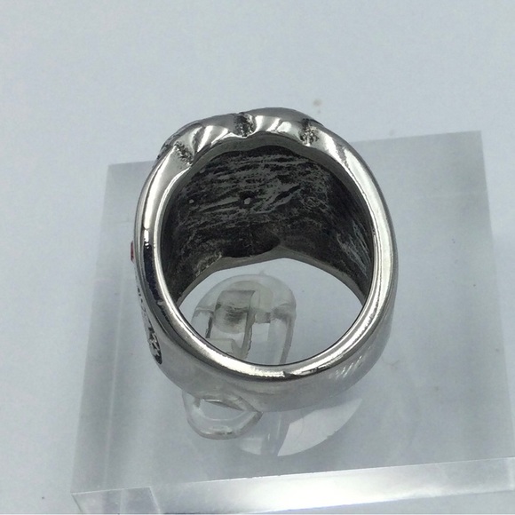 Sz 8 Genuine Carved Rose Quartz Flower Ring - Picture 4 of 6